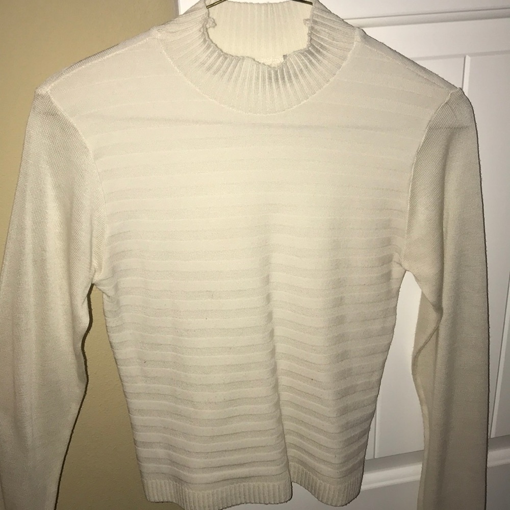 White knit turtleneck sweater